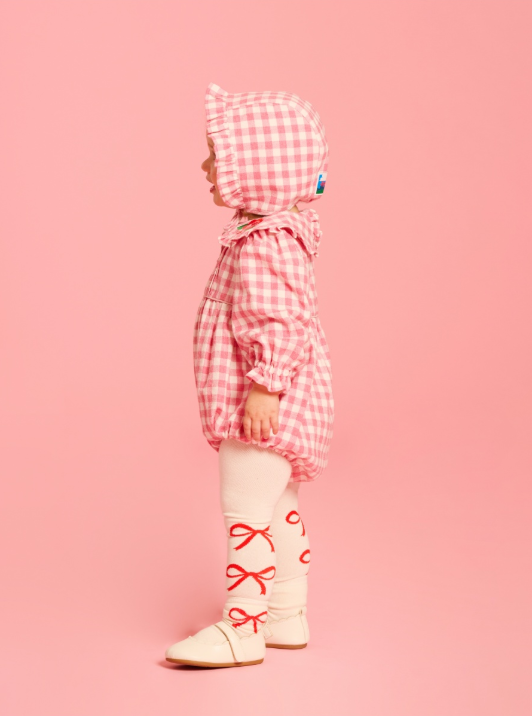 BEBE DE PINO Camellia baby check puff bodysuit set