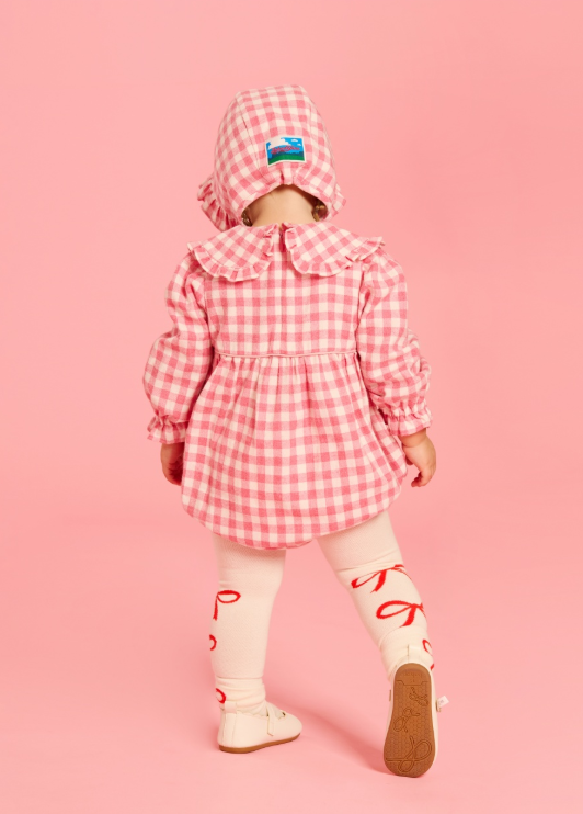 BEBE DE PINO Camellia baby check puff bodysuit set