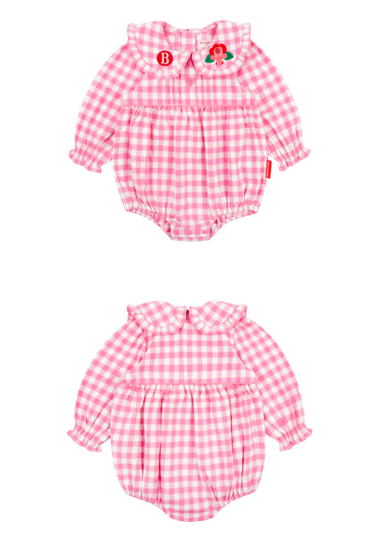 BEBE DE PINO Camellia baby check puff bodysuit set
