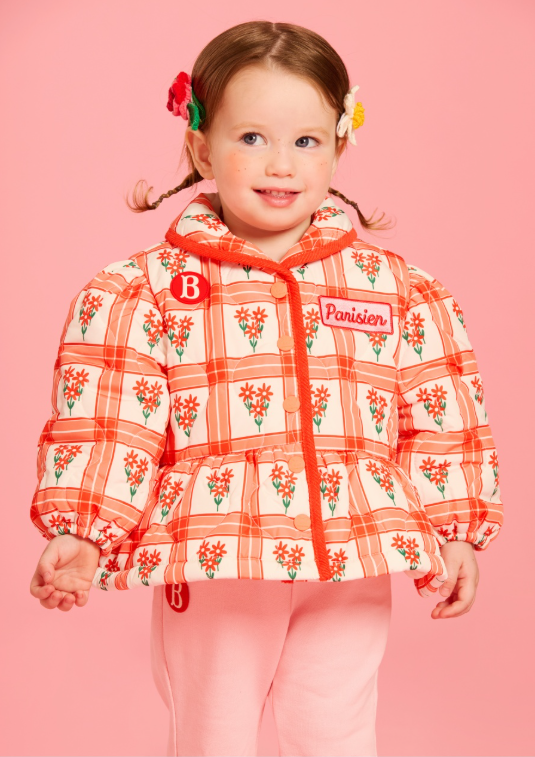 BEBE DE PINO All over bouquet check baby quilting jacket