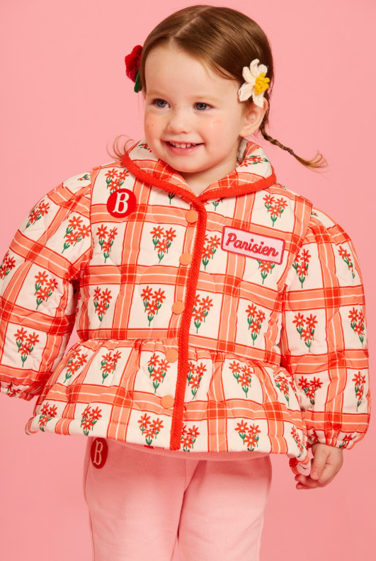 BEBE DE PINO All over bouquet check baby quilting jacket