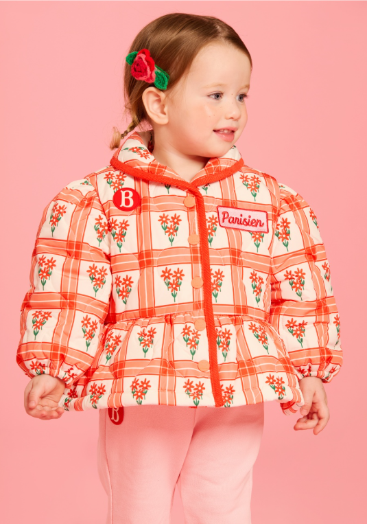 BEBE DE PINO All over bouquet check baby quilting jacket