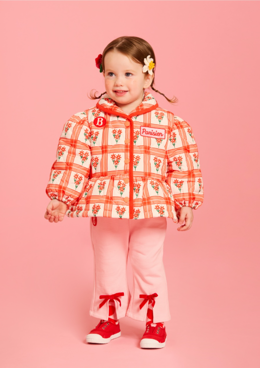 BEBE DE PINO All over bouquet check baby quilting jacket