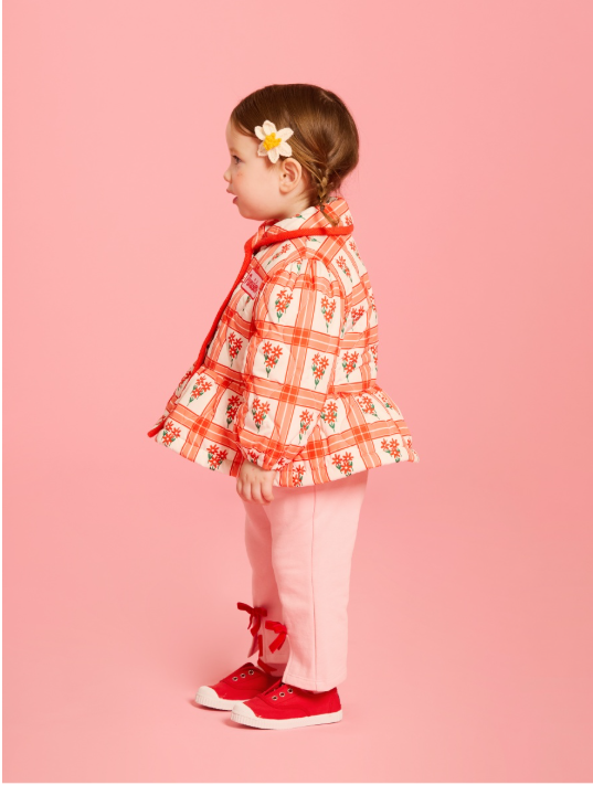 BEBE DE PINO All over bouquet check baby quilting jacket