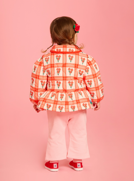 BEBE DE PINO All over bouquet check baby quilting jacket