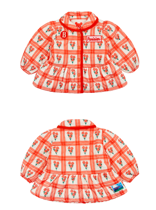 BEBE DE PINO All over bouquet check baby quilting jacket