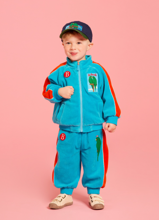BEBE DE PINO Parrot baby color block velour pants