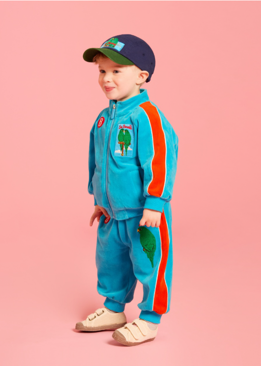 BEBE DE PINO Parrot baby color block velour pants