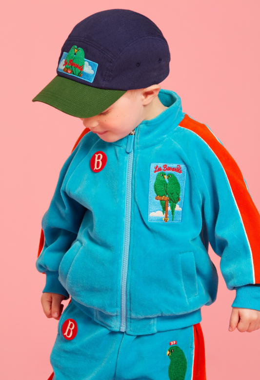 BEBE DE PINO Parrot baby color block velour zip up jacket