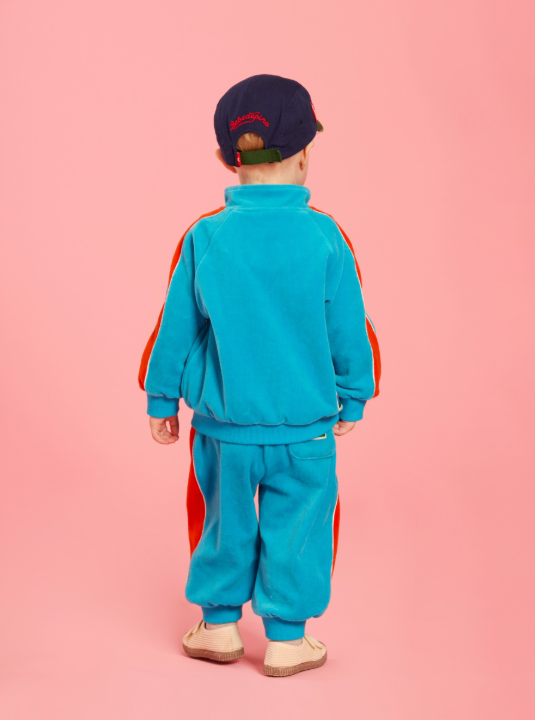 BEBE DE PINO Parrot baby color block velour zip up jacket