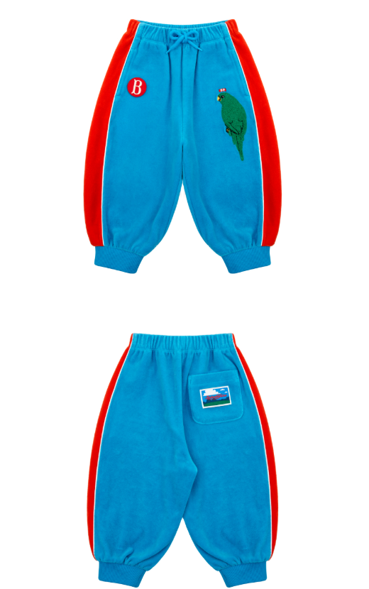 BEBE DE PINO Parrot baby color block velour pants