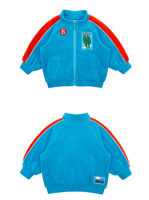 BEBE DE PINO Parrot baby color block velour zip up jacket