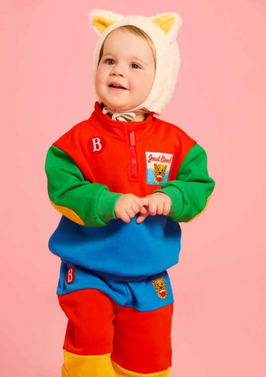 BEBE DE PINO Leopard baby color block sweatshirt