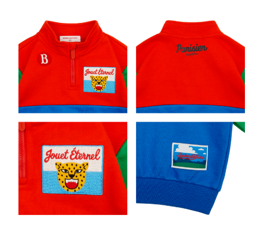 BEBE DE PINO Leopard baby color block sweatshirt