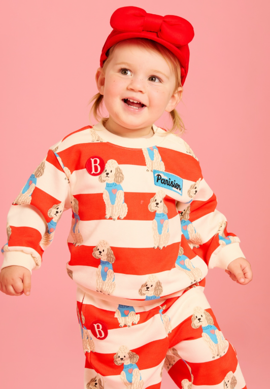 BEBE DE PINO All over poodle baby stripe sweatshirt