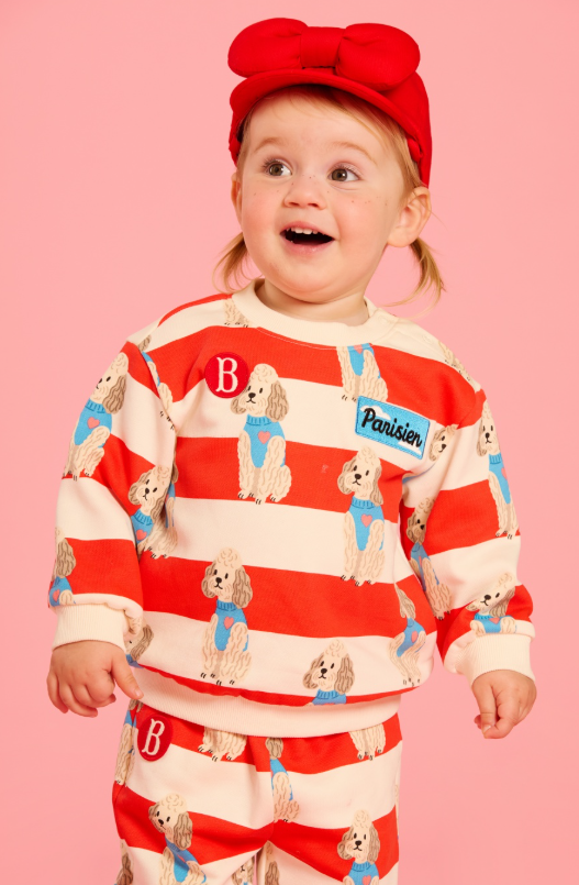 BEBE DE PINO All over poodle baby stripe sweatshirt