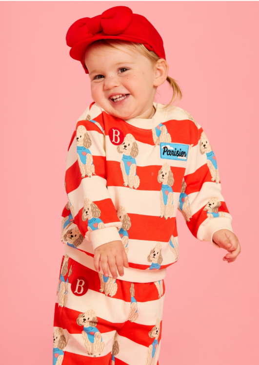 BEBE DE PINO All over poodle baby stripe sweatshirt