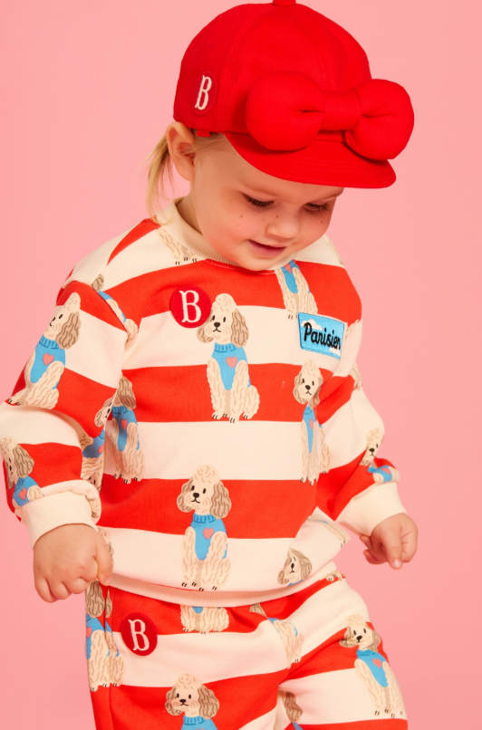 BEBE DE PINO All over poodle baby stripe sweatshirt