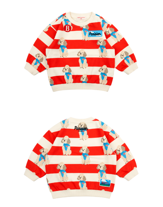 BEBE DE PINO All over poodle baby stripe sweatshirt