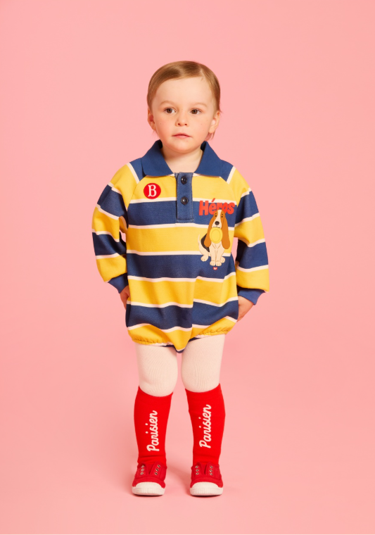 BEBE DE PINO Heros baby stripe pique collar suit