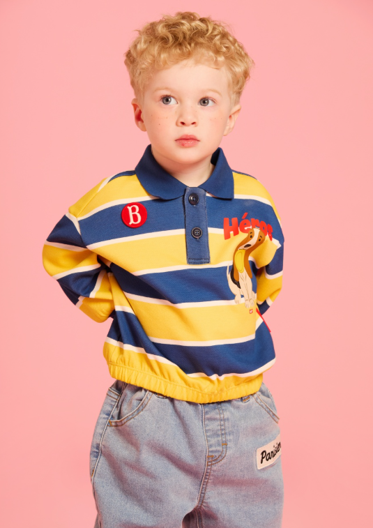BEBE DE PINO Heros baby stripe pique collar tee