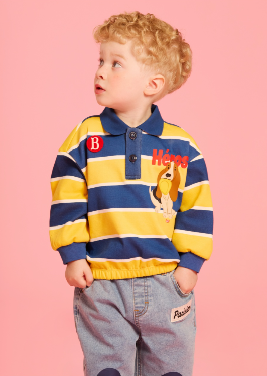 BEBE DE PINO Heros baby stripe pique collar tee