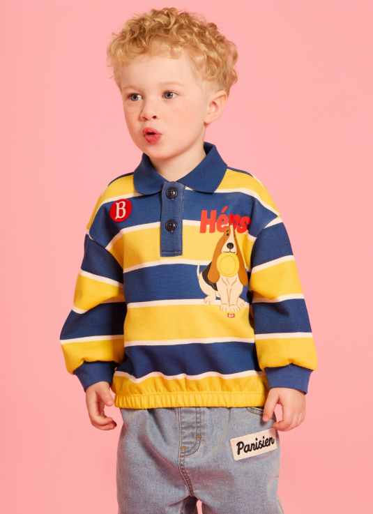 BEBE DE PINO Heros baby stripe pique collar tee