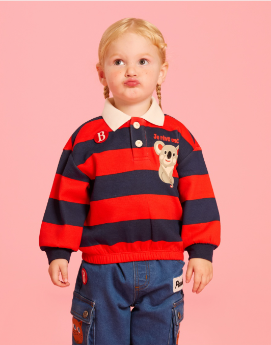 BEBE DE PINO Koala baby stripe pique collar tee