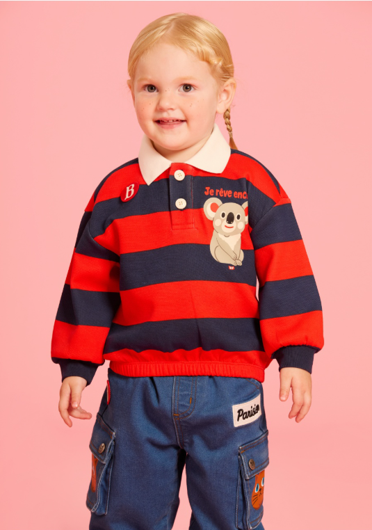BEBE DE PINO Koala baby stripe pique collar tee