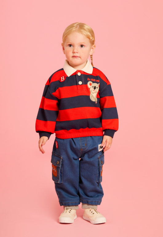 BEBE DE PINO Koala baby stripe pique collar tee
