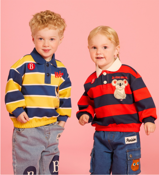 BEBE DE PINO Koala baby stripe pique collar tee