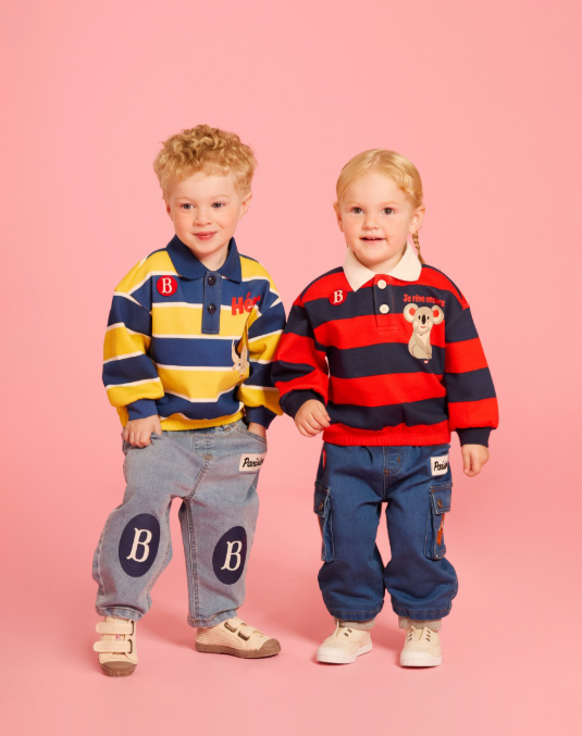 BEBE DE PINO Koala baby stripe pique collar tee