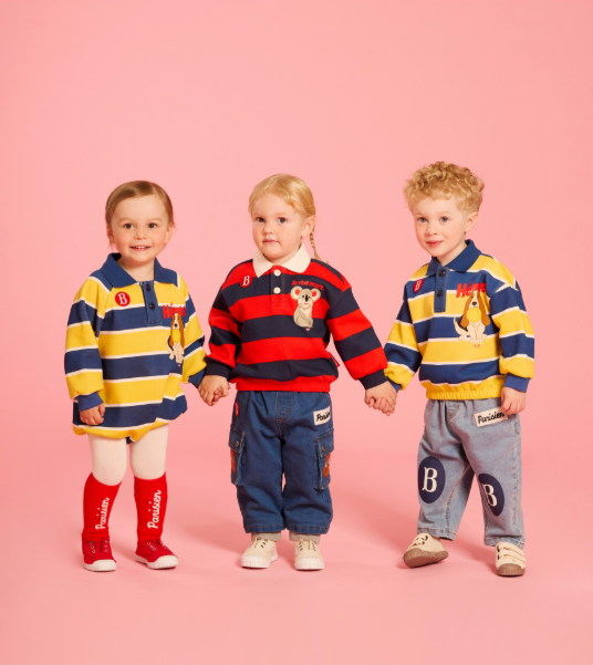 BEBE DE PINO Koala baby stripe pique collar tee