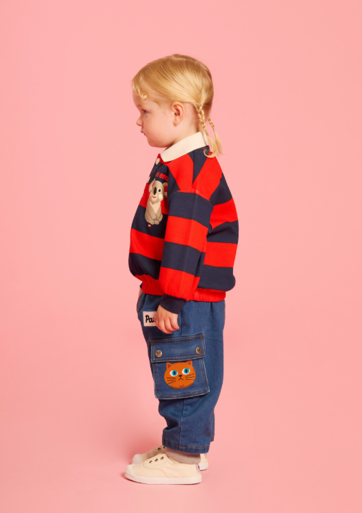 BEBE DE PINO Koala baby stripe pique collar tee