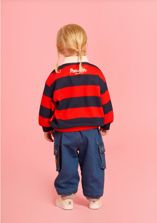 BEBE DE PINO Koala baby stripe pique collar tee