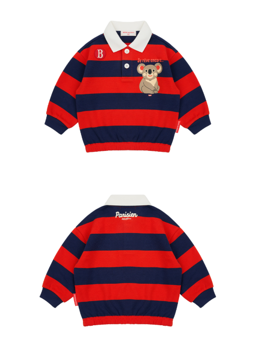 BEBE DE PINO Koala baby stripe pique collar tee