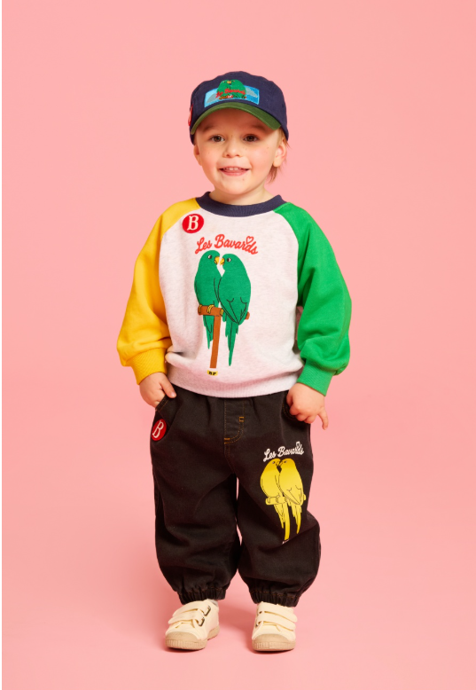 BEBE DE PINO Parrot baby denim jogger pants