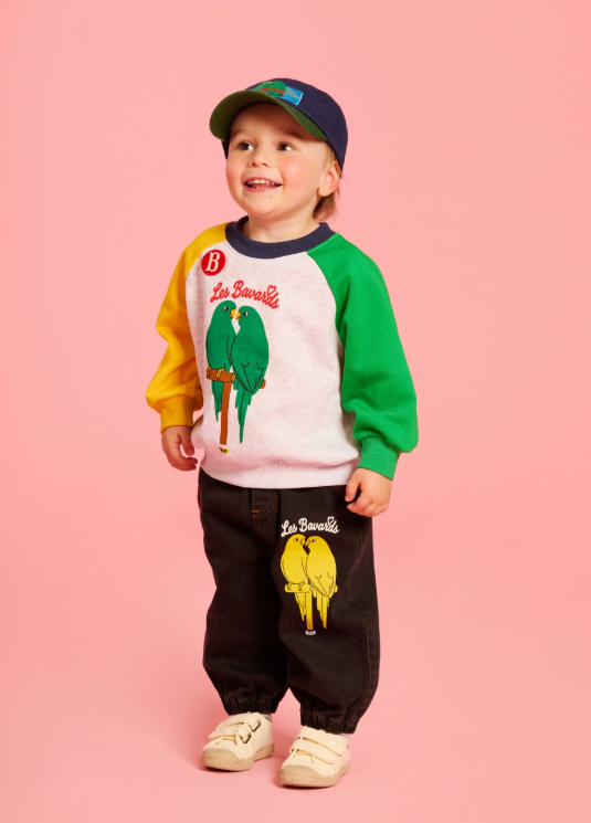 BEBE DE PINO Parrot baby denim jogger pants