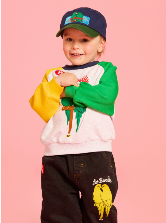 BEBE DE PINO Parrot baby denim jogger pants