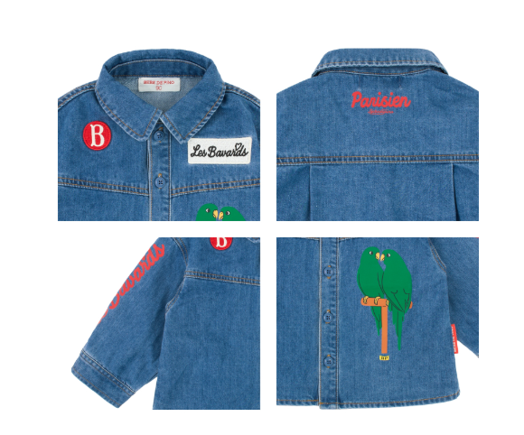 BEBE DE PINO Parrot baby denim shirt