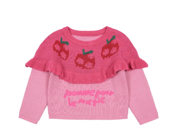 BEBEBEBE FALL Flower apple frill knit SET (PINK)