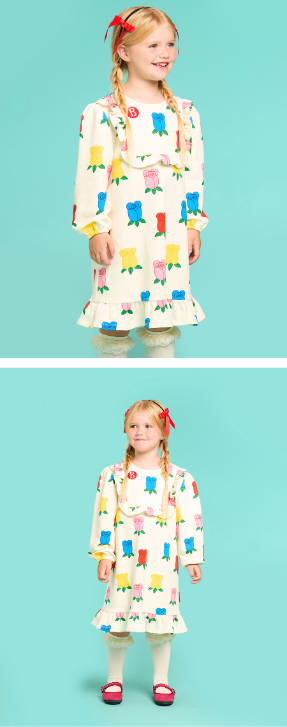 BEBE DE PINO All over colorful rose ruffle dress