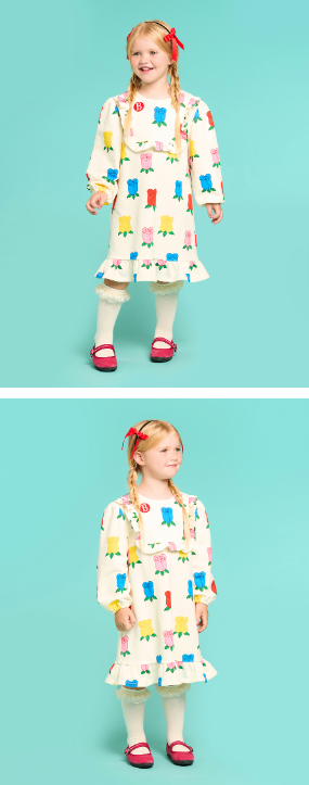 BEBE DE PINO All over colorful rose ruffle dress