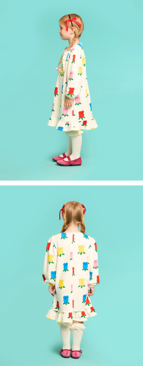 BEBE DE PINO All over colorful rose ruffle dress