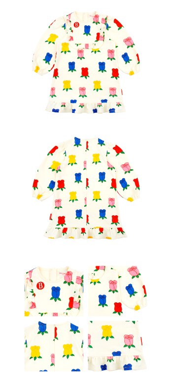 BEBE DE PINO All over colorful rose ruffle dress