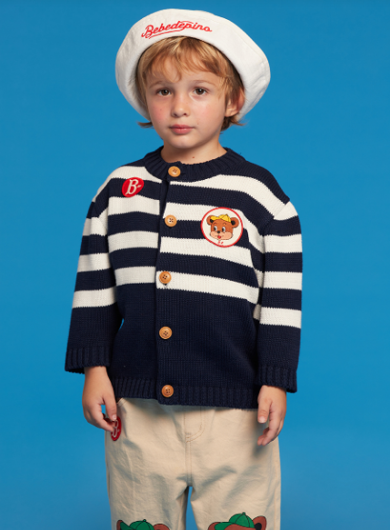 BEBE DE PINO Theo baby stripe sweater cardigan