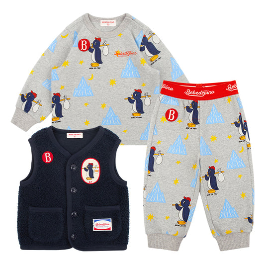 BEBE DE PINO All over penguin baby loungewear set