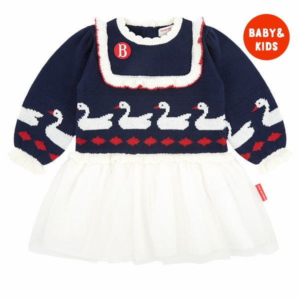 BEBE DE PINO Swan ruffle tutu sweater dress