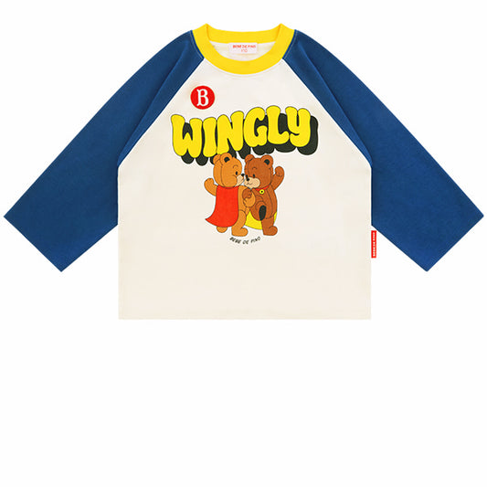 BEBE DE PINO Wingly bears color block raglan tee