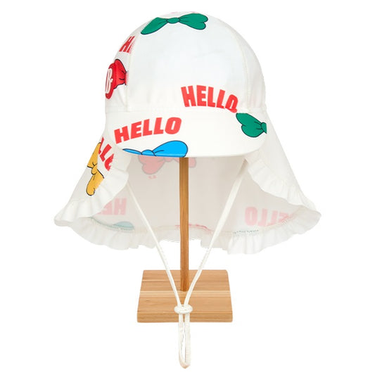 BEBE DE PINO All over hello ribbon baby ruffle swim hat